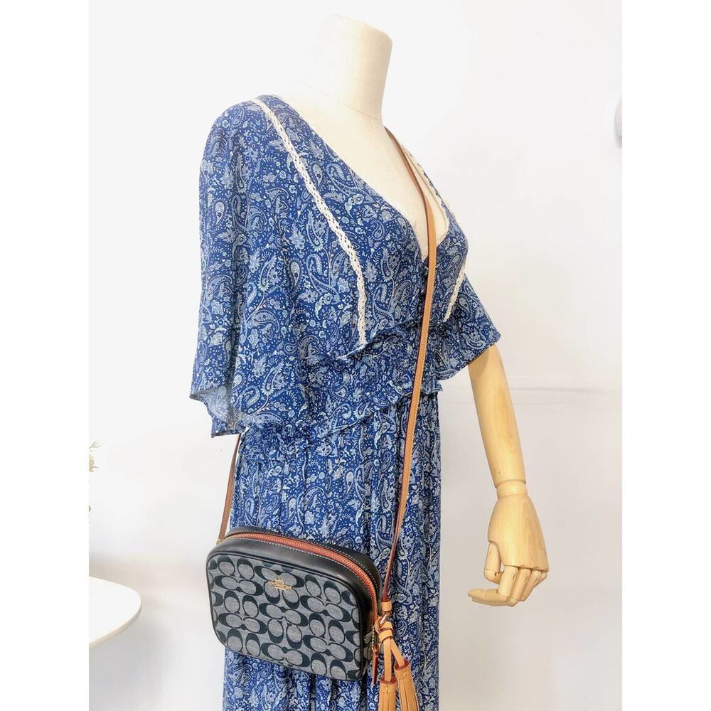 Coach C8666 Mini Camera Bag In Signature Chambray In Gold/DENIM MULTI